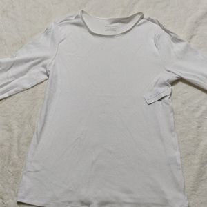 NWT White 3/4 Sleeve T-Shirt Size Small